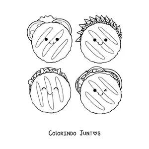 Desenho para colorir de arepas venezuelanas animadas