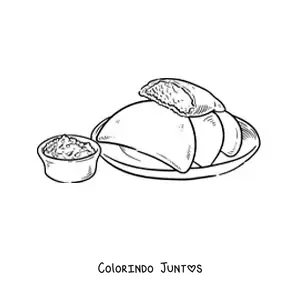 Desenho para colorir de prato tradicional da Venezuela