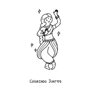 Desenho para colorir de mulher indiana dancando