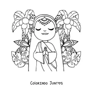 Desenho para colorir de mulher indiana animada