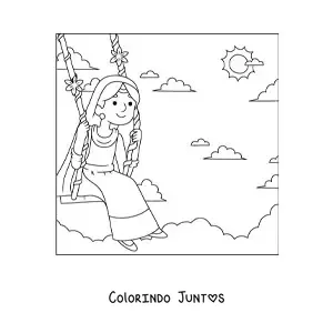 Desenho para colorir de menina da India com traje tradicional