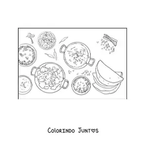 Desenho para colorir de comida tradicional da cultura da India