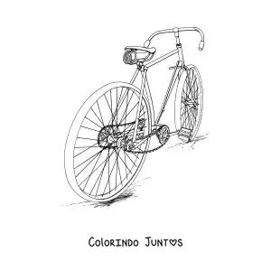 Desenho para colorir de uma bicicleta vista por tras