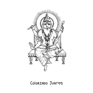 Desenho para colorir do deus Brahma do hinduismo