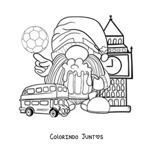 Desenho para colorir de gnomo animado turista em Londres