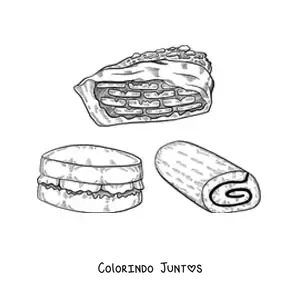 Desenho para colorir de pratos tradicionais da cultura inglesa