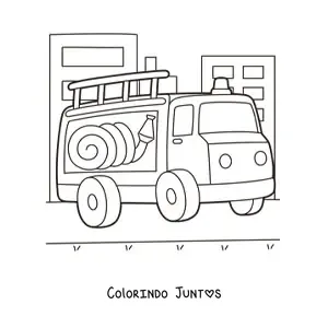 Desenho para colorir de um caminhao de bombeiros em estilo desenho animado