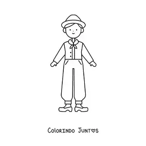 Desenho para colorir de menino holandes com traje tradicional