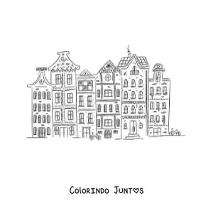 Desenho para colorir de arquitetura de Amsterda