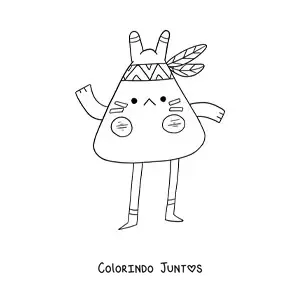 Desenho para colorir de indigena americano animado kawaii
