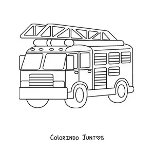 Desenho para colorir de um caminhao de bombeiros estacionado