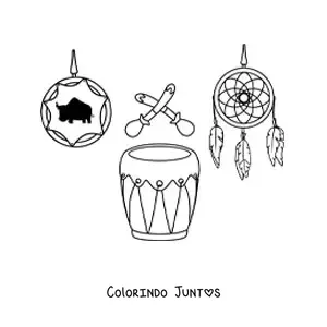 Desenho para colorir de arte de tribos nativas americanas
