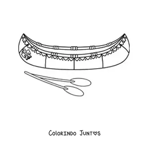 Desenho para colorir de canoa de tribos nativas americanas