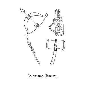 Desenho para colorir de armas de tribos nativas americanas