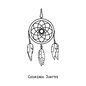 Desenho para colorir de apanhador de sonhos de tribos nativas americanas
