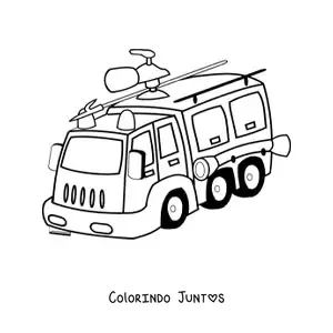 Desenho para colorir de um caminhao de bombeiros a toda velocidade