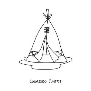 Desenho para colorir de tipi de tribos nativas americanas
