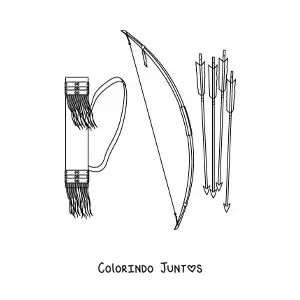 Desenho para colorir de flechas e arco de tribos nativas americanas