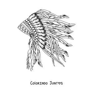 Desenho para colorir de cocar de penas de tribos nativas americanas