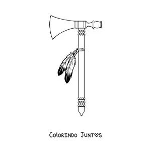Desenho para colorir de machado de povos nativos americanos