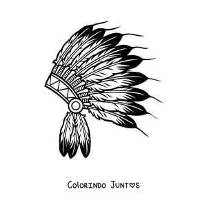 Desenho para colorir de cocar de penas de povos nativos americanos