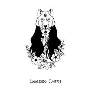 Desenho para colorir de linda menina de tribo nativa americana com pele de urso