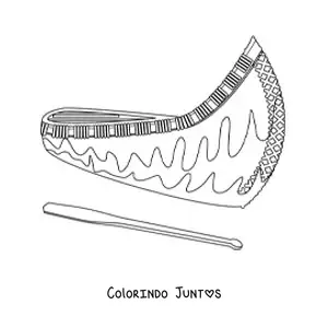 Desenho para colorir de canoa de indígenas americanos