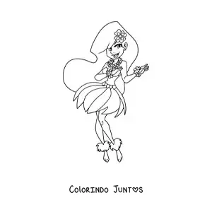 Desenho para colorir de dançarina de hula animada