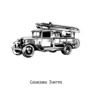 Desenho para colorir de um caminhao de bombeiros antigo
