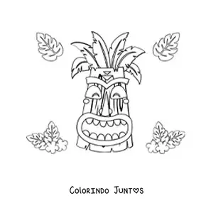 Desenho para colorir de máscara tiki animada