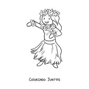 Desenho para colorir de menina dançarina de hula