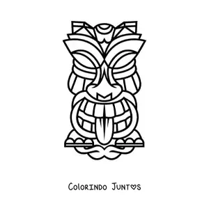 Desenho para colorir de máscara tiki fácil