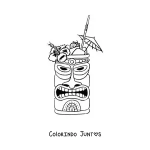 Desenho para colorir de bebida de festa havaiana