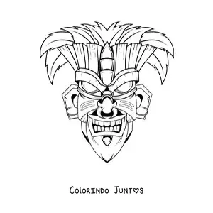 Desenho para colorir de máscara tiki