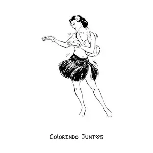 Desenho para colorir de dançarina de hula