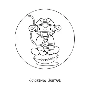 Desenho para colorir de macaco animado jogador de futebol americano