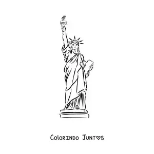 Desenho para colorir de estátua da liberdade fácil