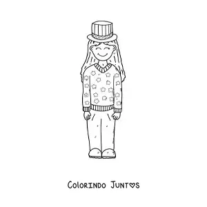 Desenho para colorir de menina celebrando a independência dos Estados Unidos