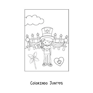 Desenho para colorir de menino comemorando o Canada Day