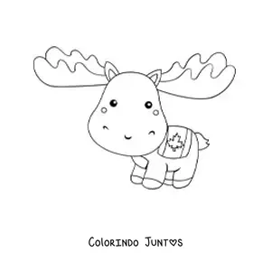 Desenho para colorir de alce do Canadá animado kawaii