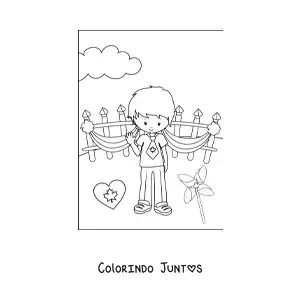 Desenho para colorir de menino comemorando o dia do Canadá
