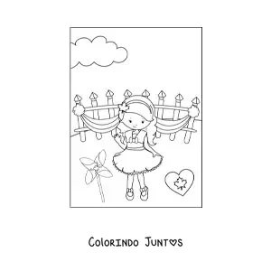 Desenho para colorir de menina comemorando o Canada Day