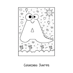 Desenho para colorir da letra A animada em forma de monstro
