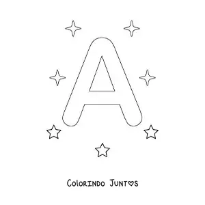 Desenho para colorir de letra A maiúscula com estrelas