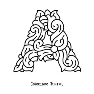 Desenho para colorir de letra A maiúscula decorada