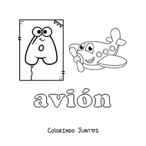 Desenho para colorir de A de avião