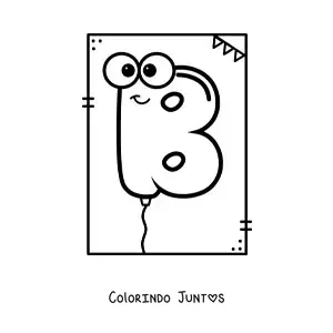 Desenho para colorir da letra B animada em forma de balão