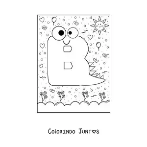 Desenho para colorir da letra B animada em forma de monstro