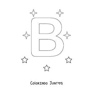 Desenho para colorir de letra B maiúscula com estrelas