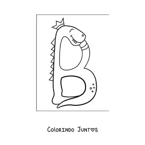 Desenho para colorir da letra B animada em forma de dinossauro